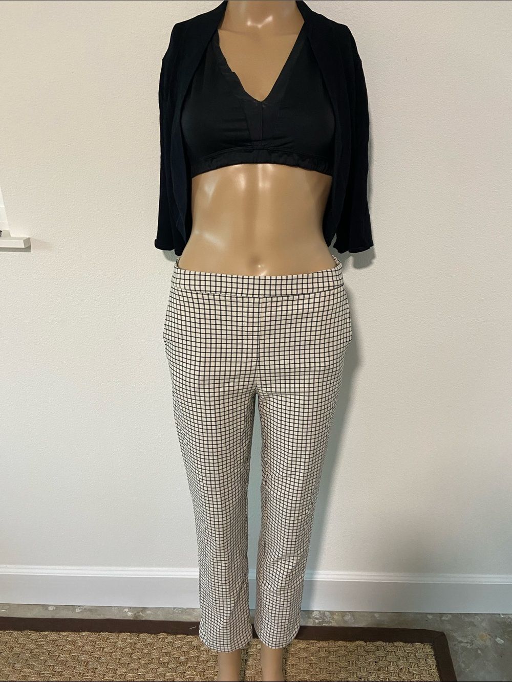 Massimo Fabbro Cropped Black & White Checked Ankle Pants  Sz 6
